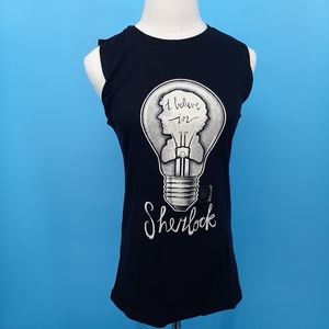"I Believe In Sherlock" Women's Small Black Tank
